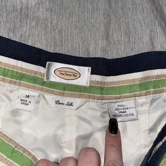 Talbots Circle Print Vintage 100% Silk Preppy Retro Style Wrap Skirt Size 14 - Picture 5 of 7